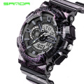 SANDA 799 2 Fashion Colorful Men Women Sport Outdoor Digital Analog Alarm 30M Waterproof Military Watches